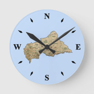Centrafrique Map Clock Ronde Klok