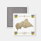 Centrafrique Map + Flags Magnet (Voorkant / Achterkant)