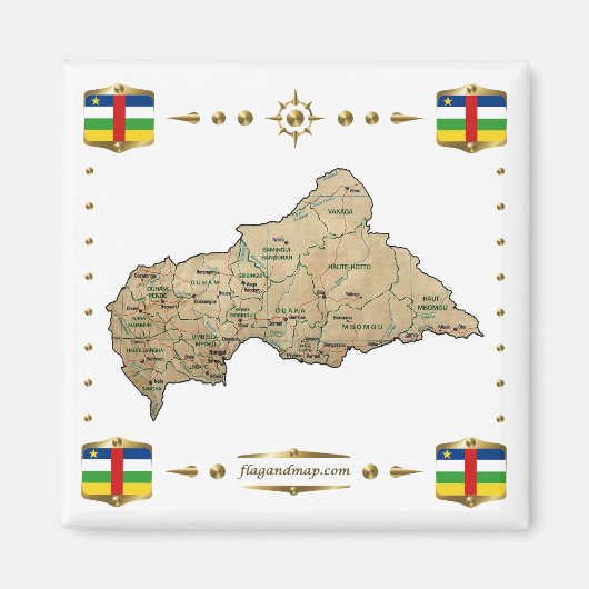 Centrafrique Map + Flags Magnet (Voorkant)