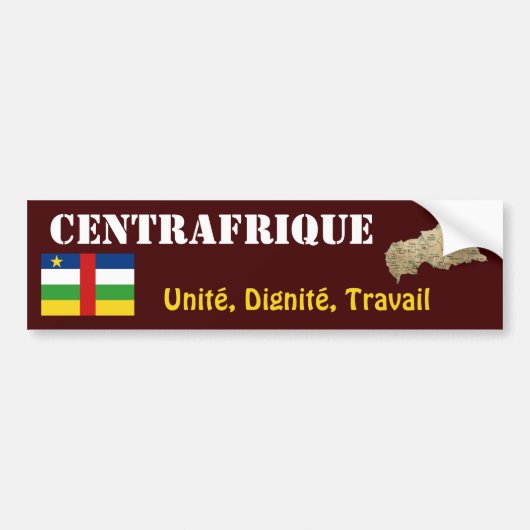 Centrafrique Vlag + Landkaart Bumpersticker (Voorkant)