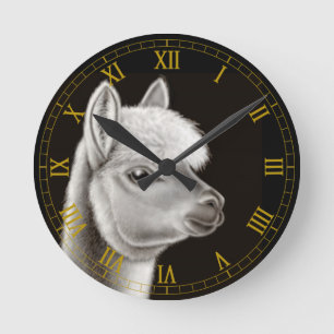 Central American Alpaca Wall Clock Ronde Klok