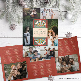 Central Arch Antiek Kerstnieuwsbrief Drieluik Wenskaart