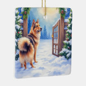 Central Asian Shepherd Snowy Gate Christmas Art Keramisch Ornament (Rechts)