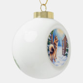 Central Asian Shepherd Snowy Gate Christmas Art Keramische Bal Ornament (Links)