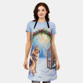 Central Asian Shepherd Snowy Gate Christmas Art Schort (Gedragen)