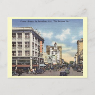 Central Ave., St. Petersburg, Vintage van Florida Briefkaart