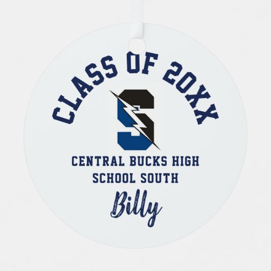 Central Bucks South Kerstversiering Metalen Ornament (Voorkant)