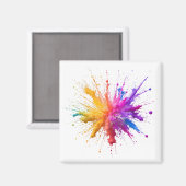 Central Burst of Vibrant Colorful Powders Magneet (Voorkant / Achterkant)