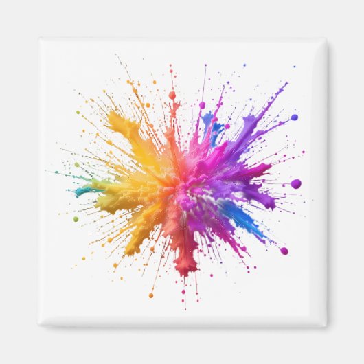 Central Burst of Vibrant Colorful Powders Magneet (Voorkant)