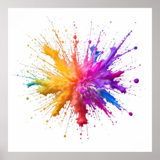 Central Burst of Vibrant Colorful Powders Poster (Voorkant)