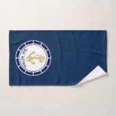 Central Golden Anchor Navy Blue Nautical Bad Handdoek (Handdoek)