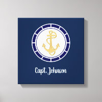 Central Golden Anchor Navy Blue Nautical