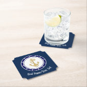 Central Golden Anchor Navy Blue Nautical Kartonnen Onderzetters (Insitu)