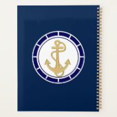 Central Golden Anchor Navy Blue Nautical Planner (Achterkant)