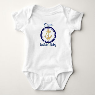 Central Golden Anchor Navy Blue Nautical Romper