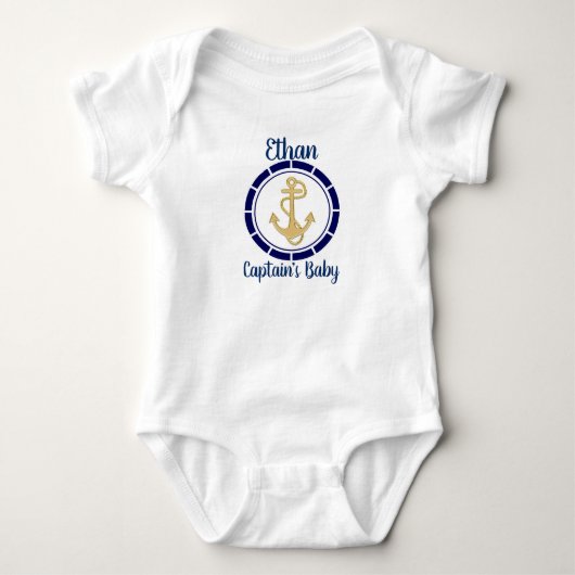 Central Golden Anchor Navy Blue Nautical Romper (Voorkant)