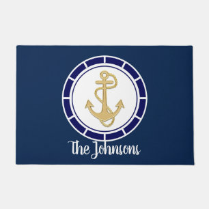 Central Golden Anchor Navy Nautical (Donkere versi Deurmat