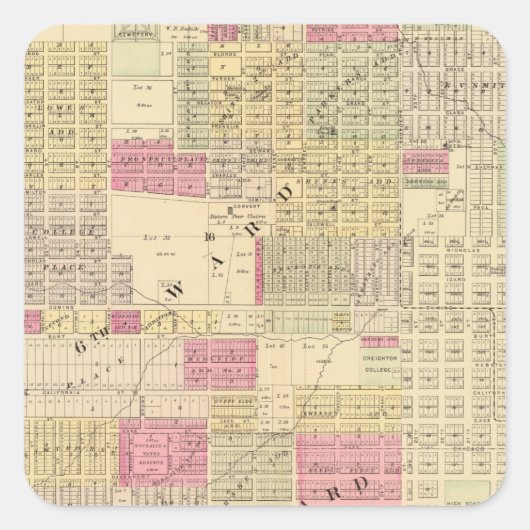 Central Omaha, Nebraska Vierkante Sticker (Voorkant)