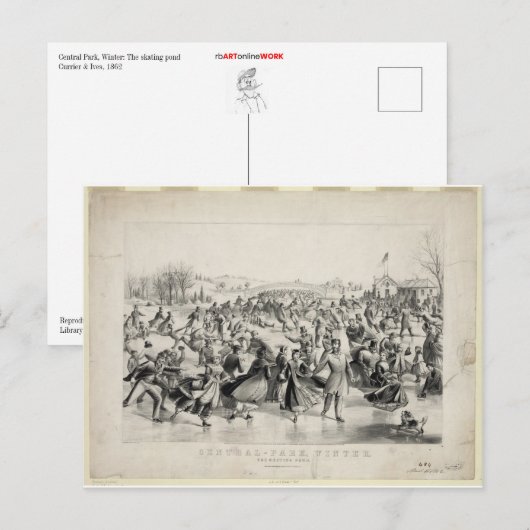 Central Park, 1862, Currier & Ives Briefkaart (Voorkant / Achterkant)
