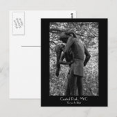 Central Park Autumn: Romeo & Juliet Statue 01 B&W Briefkaart (Voorkant / Achterkant)