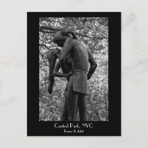 Central Park Autumn: Romeo & Juliet Statue 01 B&W Briefkaart