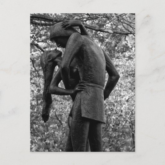 Central Park Autumn: Romeo & Juliet Statue 01 B&W Briefkaart (Voorkant)