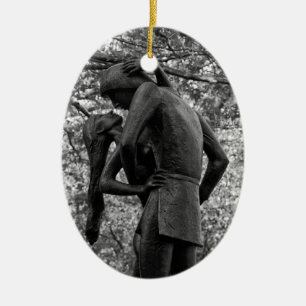 Central Park Autumn: Romeo & Juliet Statue 01 B&W Keramisch Ornament