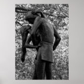 Central Park Autumn: Romeo & Juliet Statue 01 B&W Poster (Voorkant)