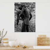 Central Park Autumn: Romeo & Juliet Statue 01 B&W Poster (Keuken)