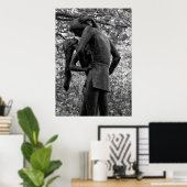 Central Park Autumn: Romeo & Juliet Statue 01 B&W Poster (Thuiskantoor)