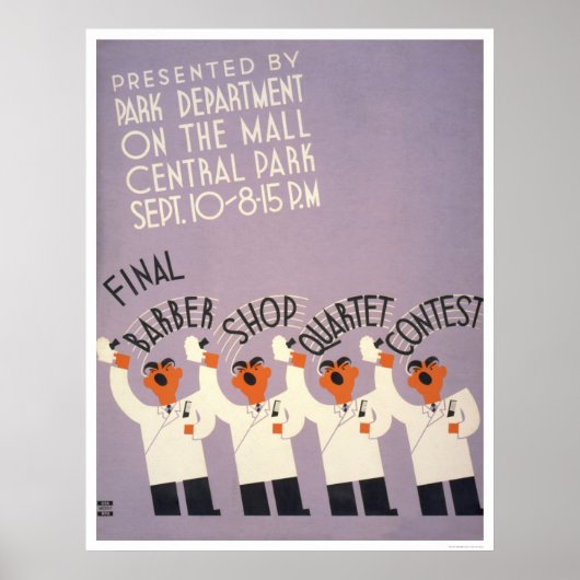 Central Park Barber Shop 1937 WPA Poster (Voorkant)