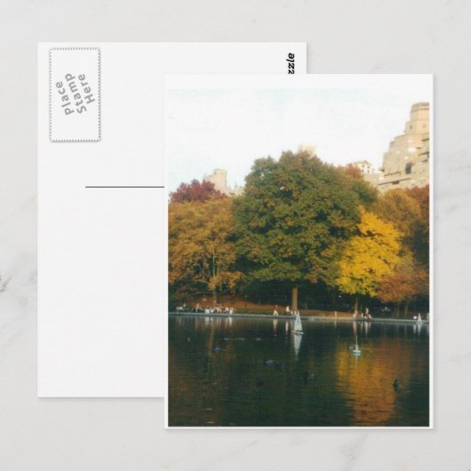 Central Park Boat Pond in het najaar Briefkaart (Voorkant / Achterkant)