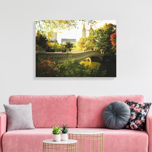 Central Park - Boogbrug - Herfst Canvas Afdruk (Insitu (Woonkamer))