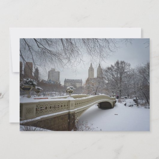 Central Park Bow Bridge - New York Winter Wedding Kaart (Voorkant)