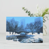 Central Park Bridge in Twilight Snow Kaart (Staand voorkant)