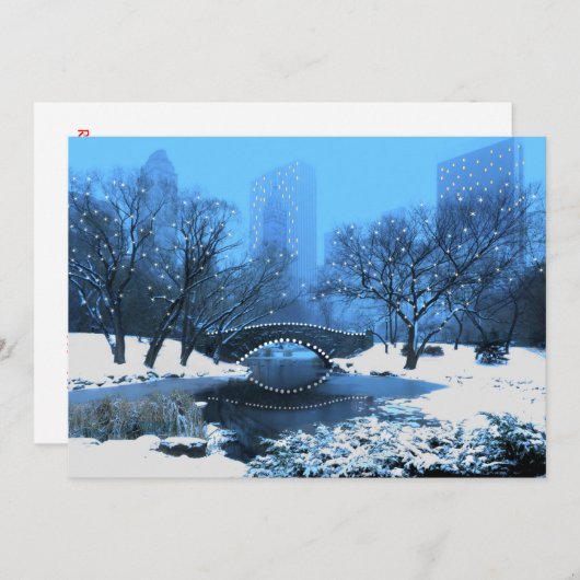 Central Park Bridge in Twilight Snow Kaart (Voorkant / Achterkant)