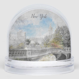Central Park Bridge NYC Snow Globe – Watercolor Sneeuwbol