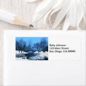 Central Park Bridge op Twilight in de sneeuw Etiket (Insitu)