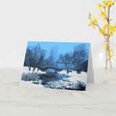 Central Park Bridge op Twilight in de sneeuw Kaart (Gele Bloem)