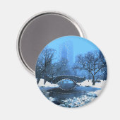 Central Park Bridge op Twilight in de sneeuw Magneet (Voorkant / Achterkant)