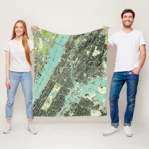 Central Park & Bronx NY Map (1947) Fleece Deken