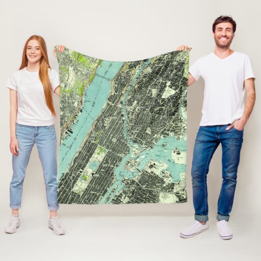  Central Park & Bronx NY Map (1947) Fleece Deken (In situ)