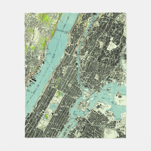  Central Park & Bronx NY Map (1947) Fleece Deken (Voorkant)