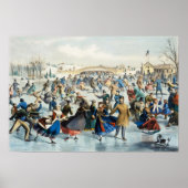 Central Park, de wintersportvijver Poster (Voorkant)