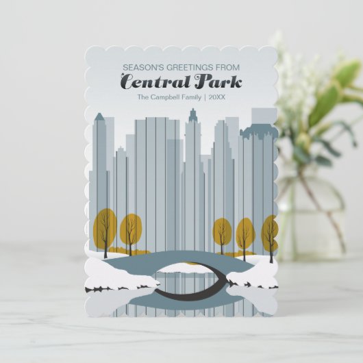 Central Park Holiday Snow Feestdagenkaart (Staand voorkant)