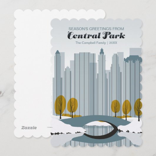 Central Park Holiday Snow Feestdagenkaart (Voorkant / Achterkant)