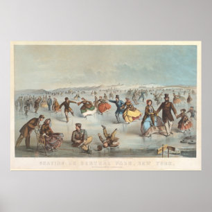 Central Park Ice Skating Painting (1861) Poster
