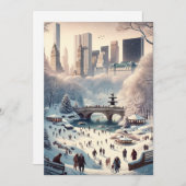 Central Park in de Sneeuw: Kerstmis in New York Feestdagenkaart (Voorkant / Achterkant)