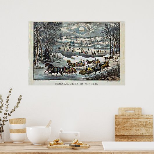 Central Park in Winter Currier & Ives Poster (Keuken)
