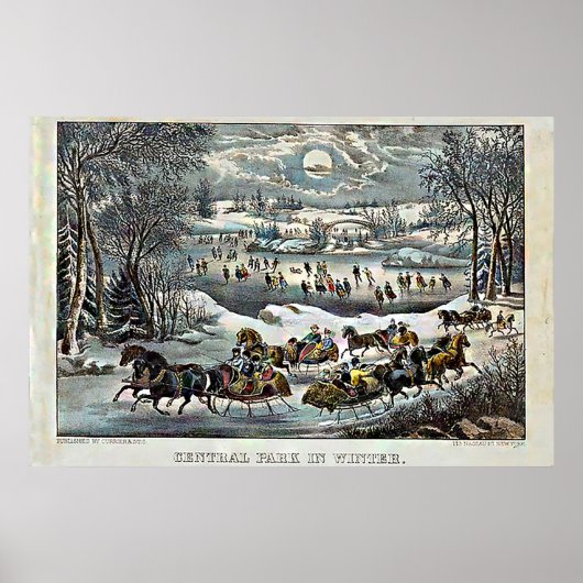 Central Park in Winter Currier & Ives Poster (Voorkant)